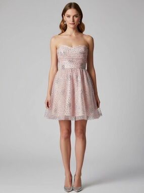 Strapless Blush Sequin Party Dress